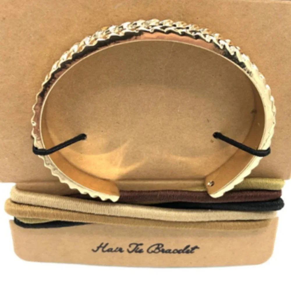 Francesca's Gold-Tone Hair Tie Bracelet with Multi-Color Elastic Bands